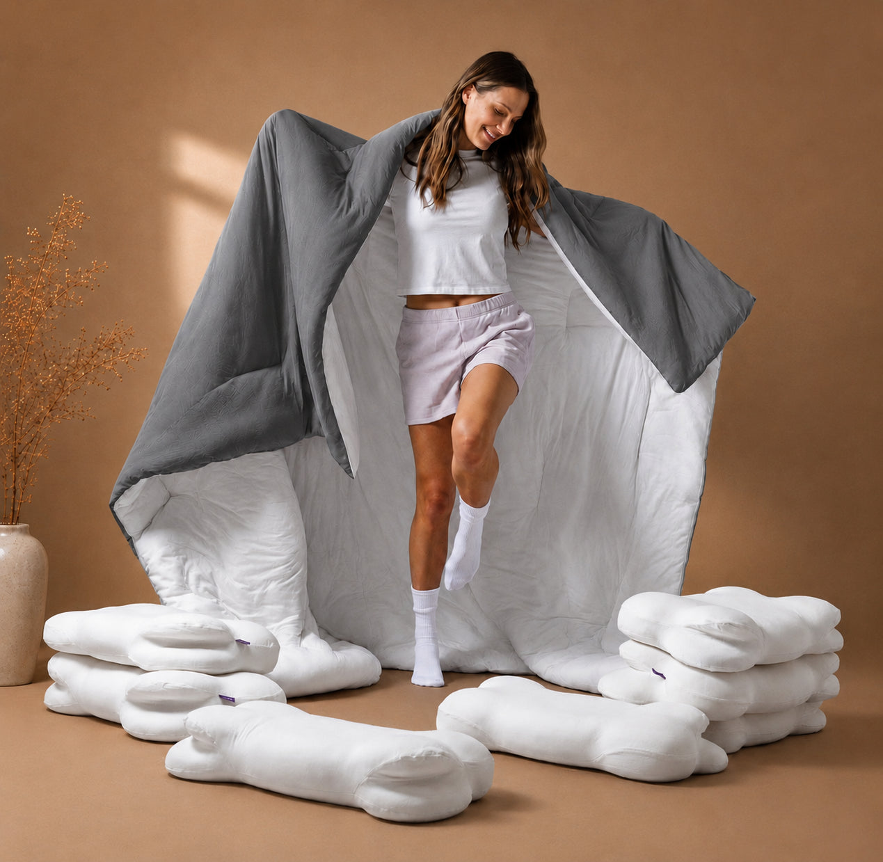 COMBO MARSHMELLOW PREMIUN: PLUMÓN + 2 COJINES + 2 FUNDAS 🛏️☁️